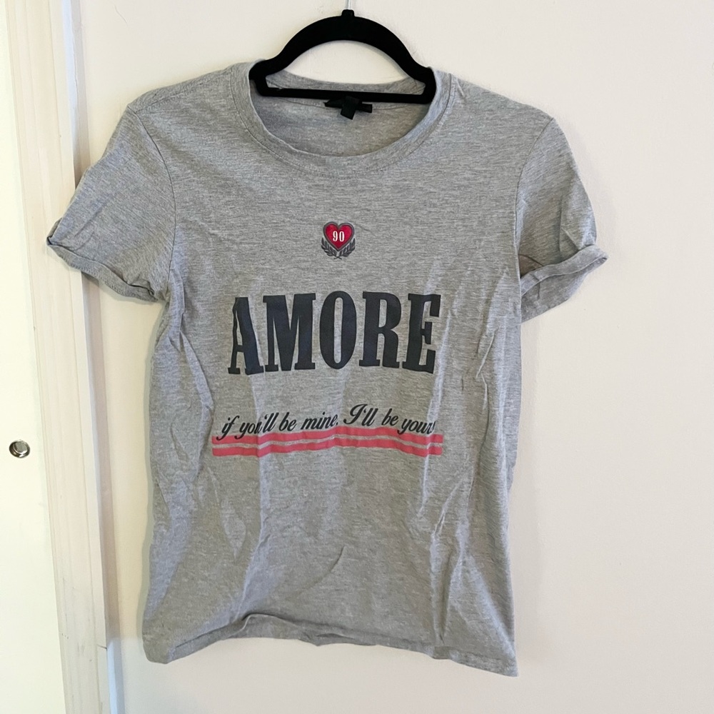 Topshop graphic tee, gray, size small